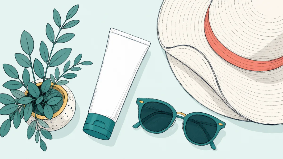 Sunscreen, a hat and sunglasses: sun protection is the foundation of skin care here.